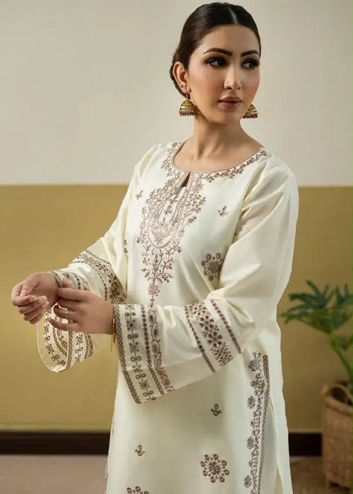 2 Pcs Women's Unstitched Embroidered Suit
