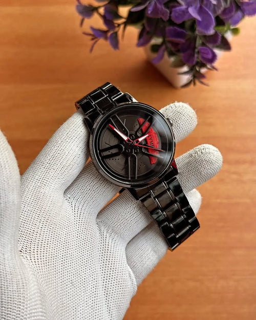 Men's Stainless Steel Spinning Watch - Red, Green, Blue