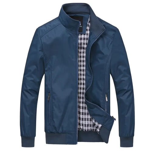 Men's Blue Loose Fit Autumn Jacket Plus Size