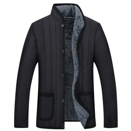 Black Velvet Padded Jacket for Men Winter