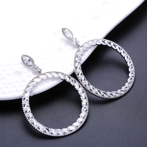 Geometric Circle Earrings S925 Silver Zircon Stones