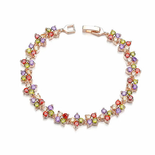 White Zircon Floral Bracelet for Women