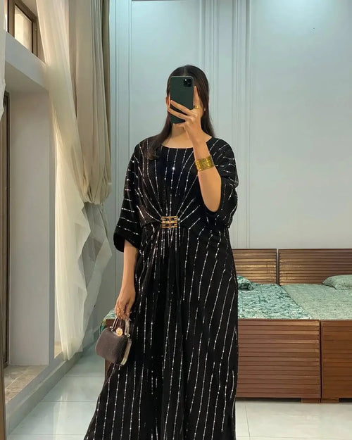 1 Pc Women's Stitched Moonlight Applique Kaftan