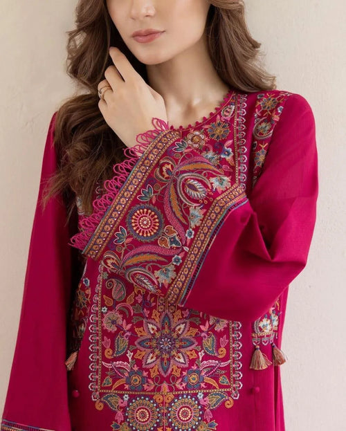 2 Pcs Women's Unstitched Embroidered Suit