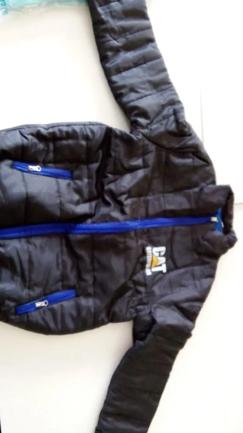 Men Black Puffer Jacket Collared Winter Warm Medium