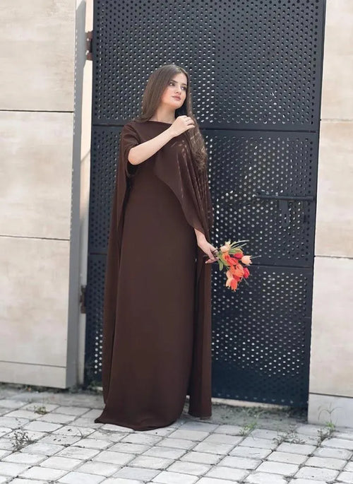 2 Pcs Women's Stitched Chiffon Plain Maxi Suit