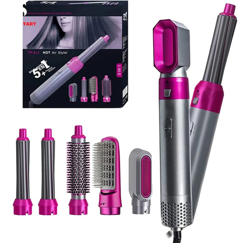 Imported 5-in-1 Hot Air Brush – Hair Straightener & Dryer Brush with Hair Volumizer, Electric Styling Brush for Hair Drying, Smoothing & Styling