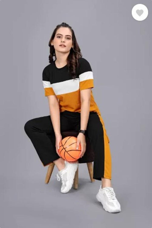 Women Yellow Printed Tracksuit 2 Pcs Slim Fit