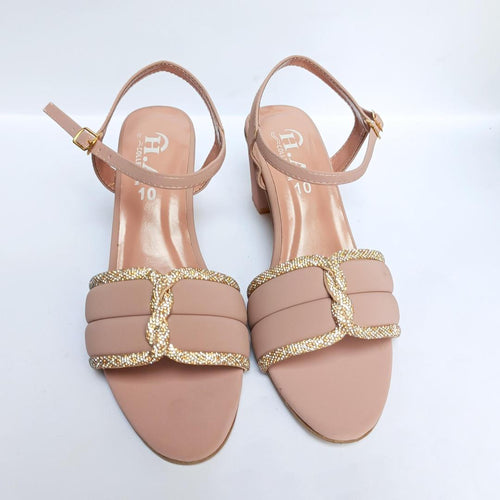 Peach Patent Leather Rhinestone Heels Size 10