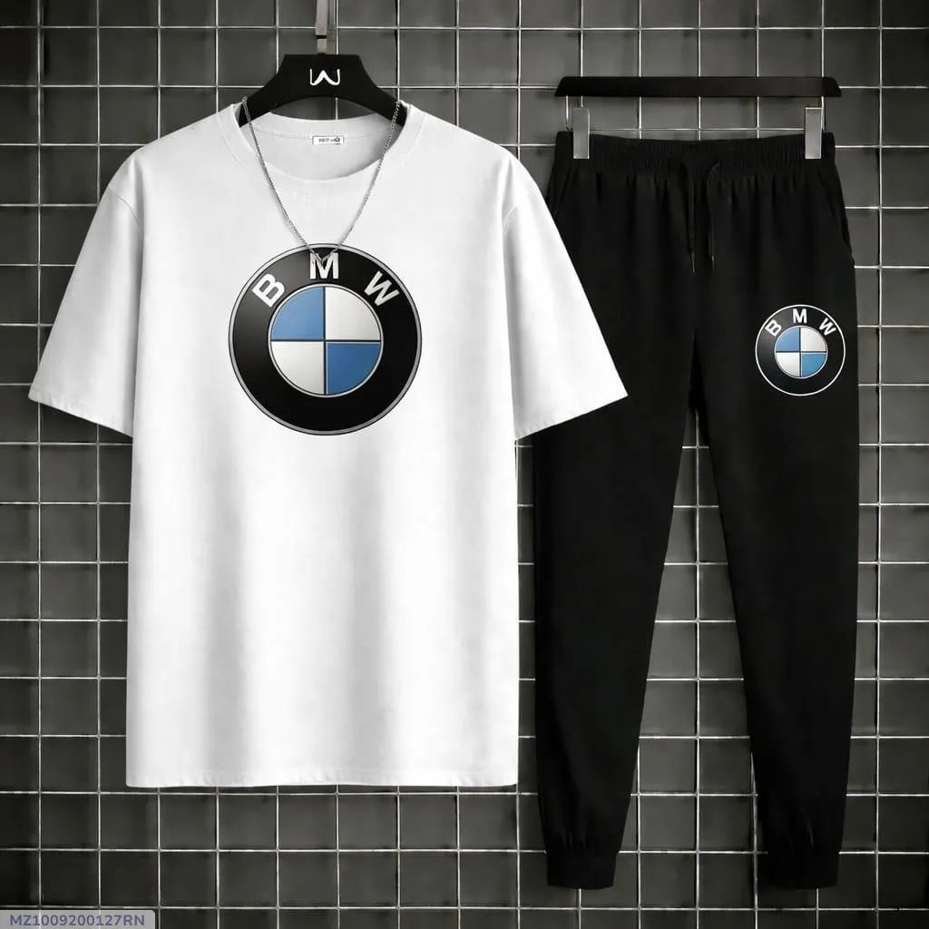 BMW Printed Track Suit White Black Men Polyester