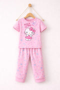 2 Pcs Girl's Stitched Jersey Printed Night Suit