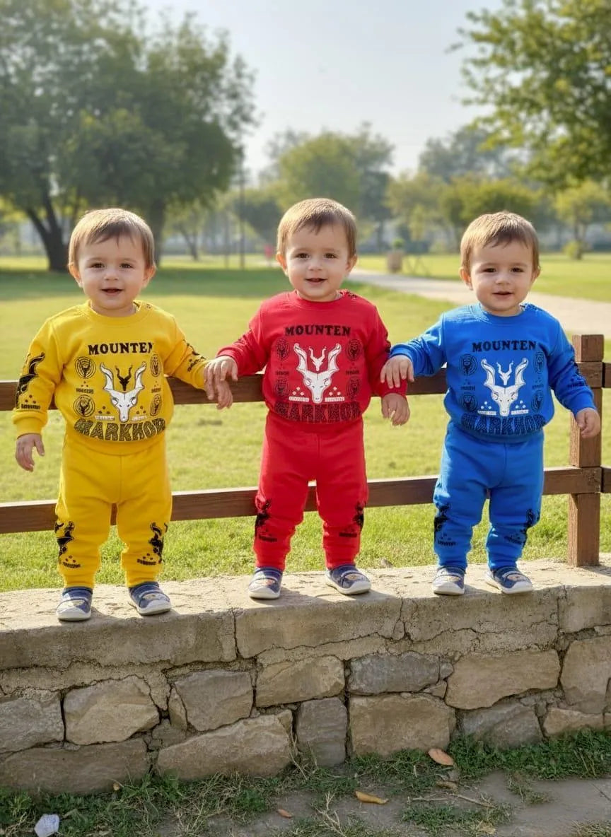 Boy's Blue Fleece Bear Tracksuit 4Pc Winter Warm