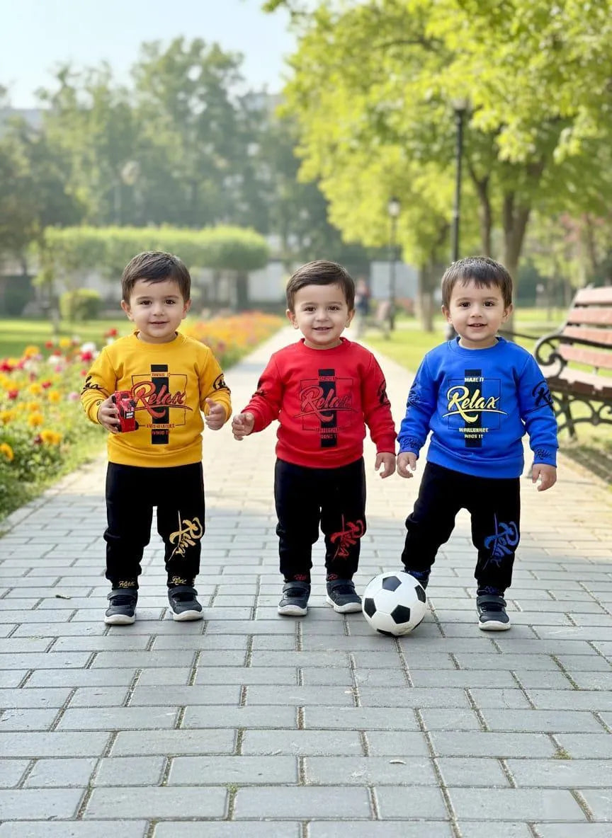 Boy's Blue Fleece Bear Tracksuit 4Pc Winter Warm