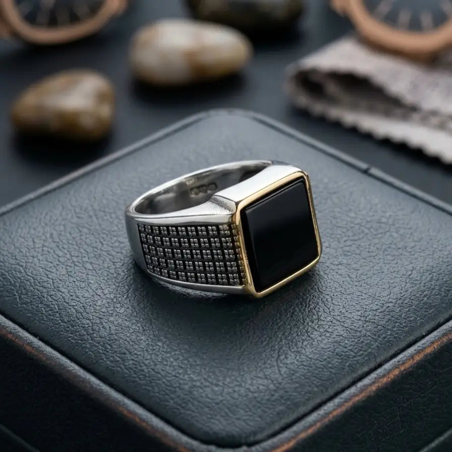 Turkish Design Silver Plated Men's Ring Stainless Steel