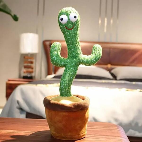 Dancing Cactus Plush Toy Green Brown Kids Room Decor