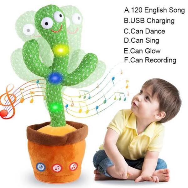 Dancing Cactus Plush Toy Green Brown Kids Room Decor