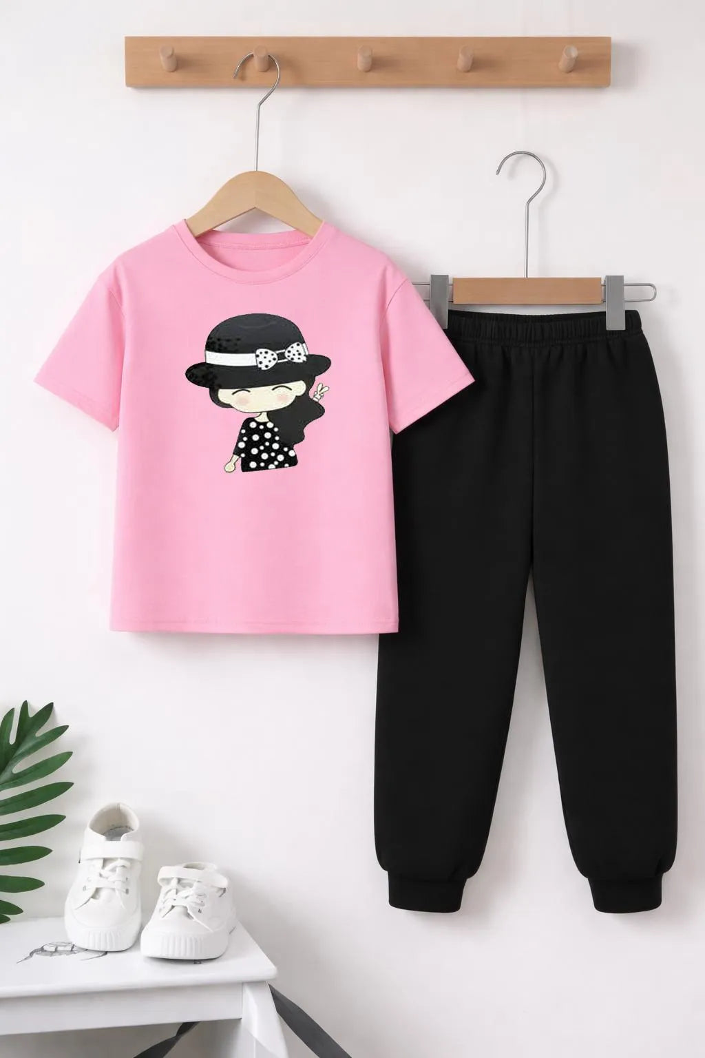 Girls Pink Printed Tracksuit Set for Girls 1-12 Years
