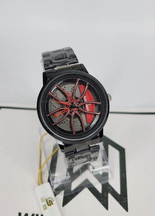 Men's Stainless Steel Spinning Watch - Red, Green, Blue