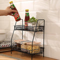 Two-Tiered Stainless Steel Spices Rack Black Kitchen Storage