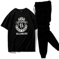 Men Black Printed Track Suit 2Pcs Cotton Jersey XL