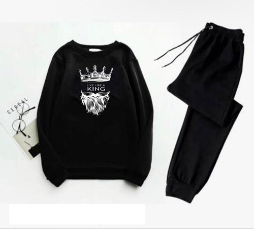 Black Printed Track Suit for Men Medium to XL