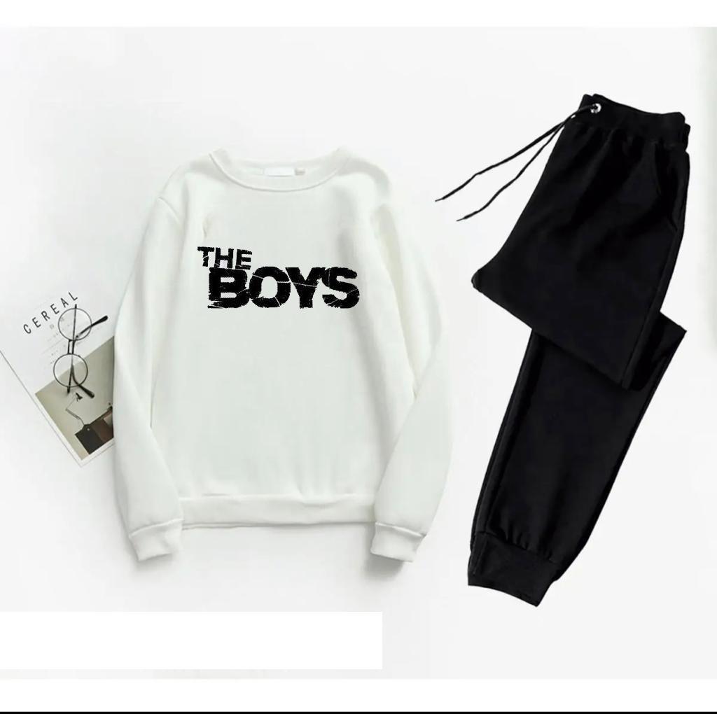 Men Printed Polyester Track Suit Black White The Boys
