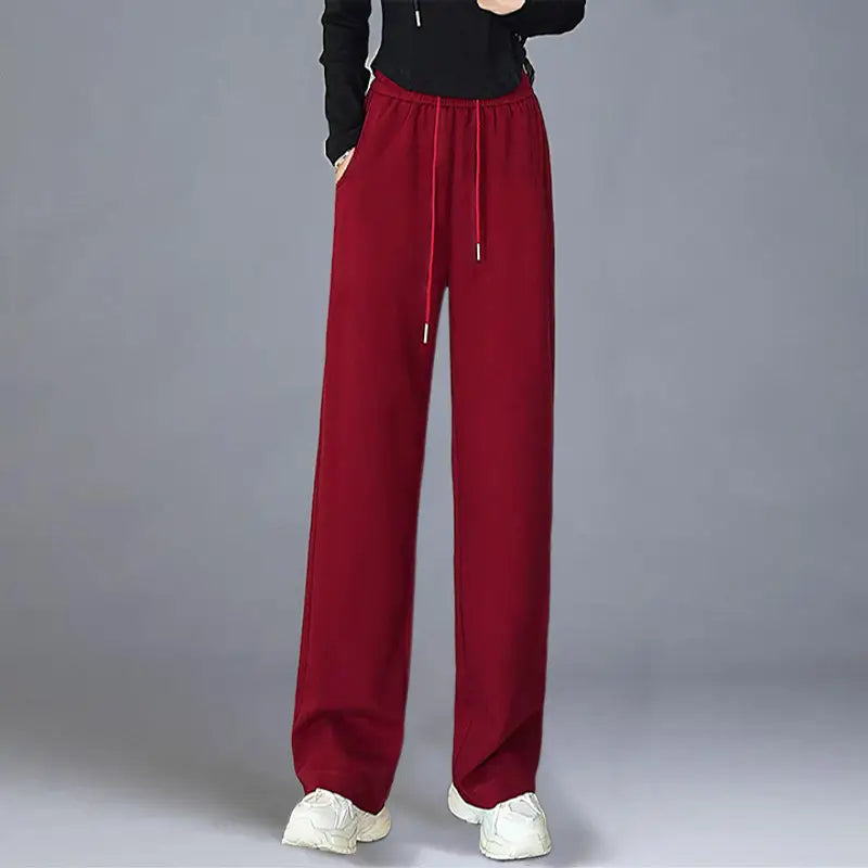 Black High-Waisted Wide-Leg Pants Summer Casual Floor-Length