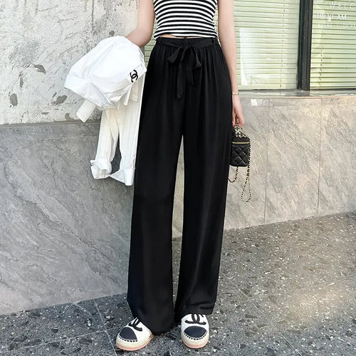 Women Wide Leg Pajama Pants Smoke Blue Plus Size Cotton Summer Casual