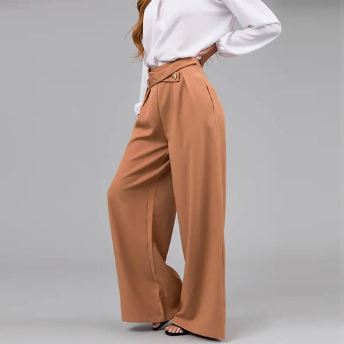 Women Loose Straight Leg Pants S-Orange Winter Casual