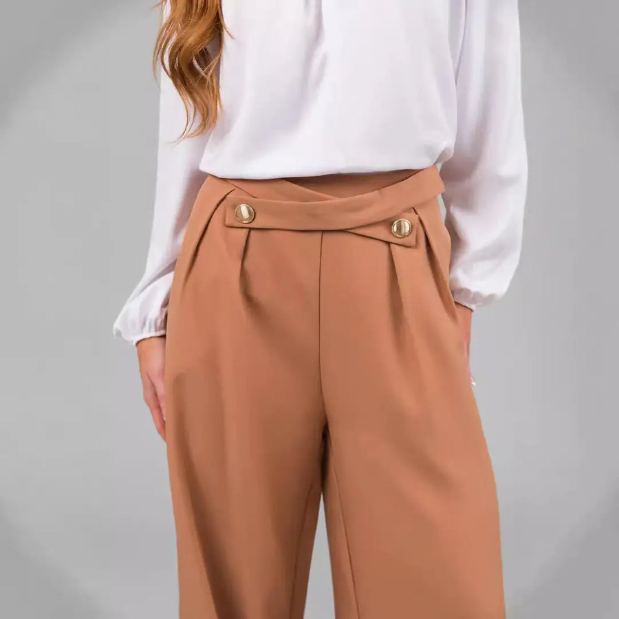 Women Loose Straight Leg Pants S-Orange Winter Casual