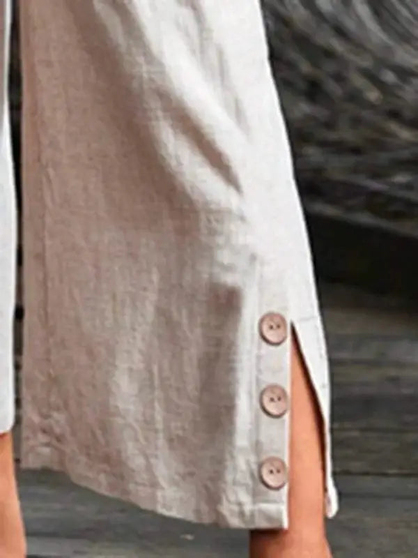 Women Loose Casual Pants with Slits Buttons New 2024