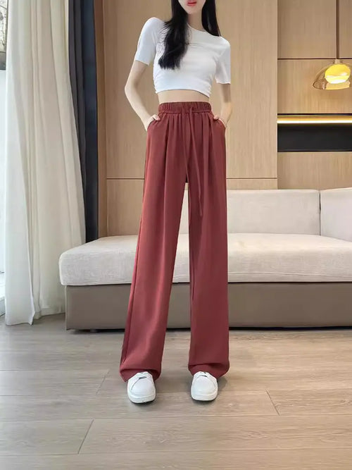 High Waist Wide Leg Pants Black Cotton Summer Wear