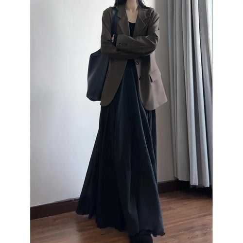 Black Slim Fit Long Skirt for Women