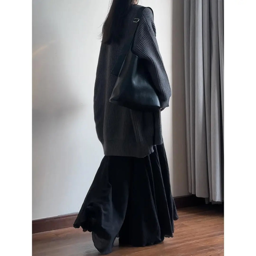 Black Slim Fit Long Skirt for Women