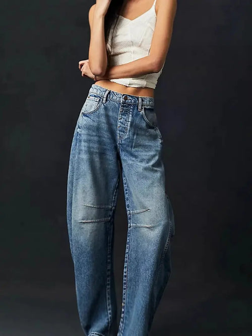 Wide Leg Jeans Light Blue Denim Loose Fit Pakistan