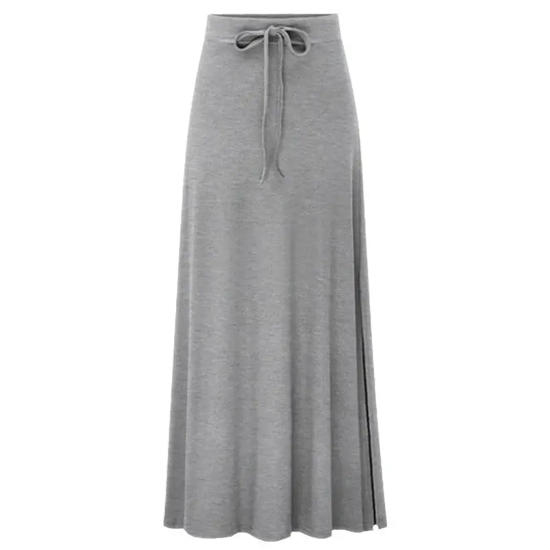 Women High Waist Belted Slit Skirt Spring Summer Olive Green