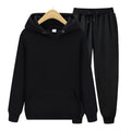 Men Black Fleece Hoodie Pants Sports Suit Autumn