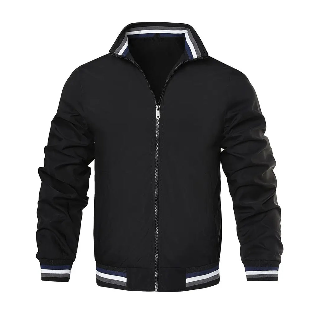 Men Black Casual Zipper Jacket Winter Stylish