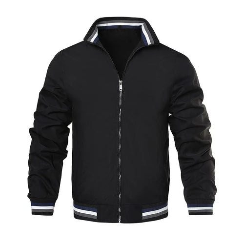 Men Black Casual Zipper Jacket Winter Stylish