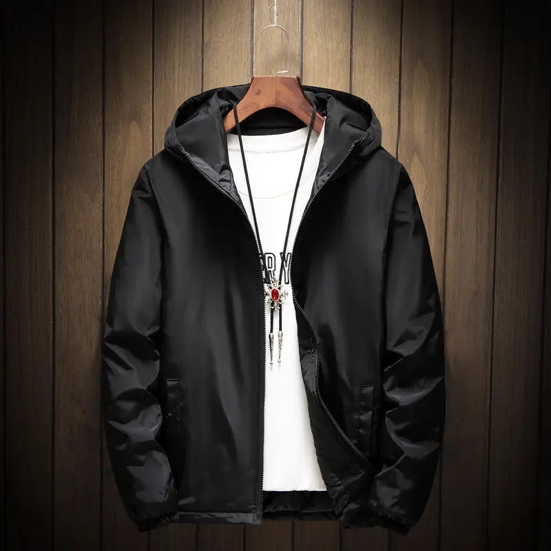 Men Plus Size Black Cotton Padded Hoodie Jacket