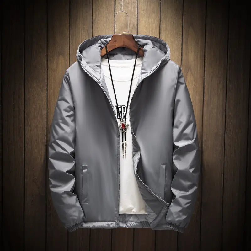 Men Plus Size Black Cotton Padded Hoodie Jacket