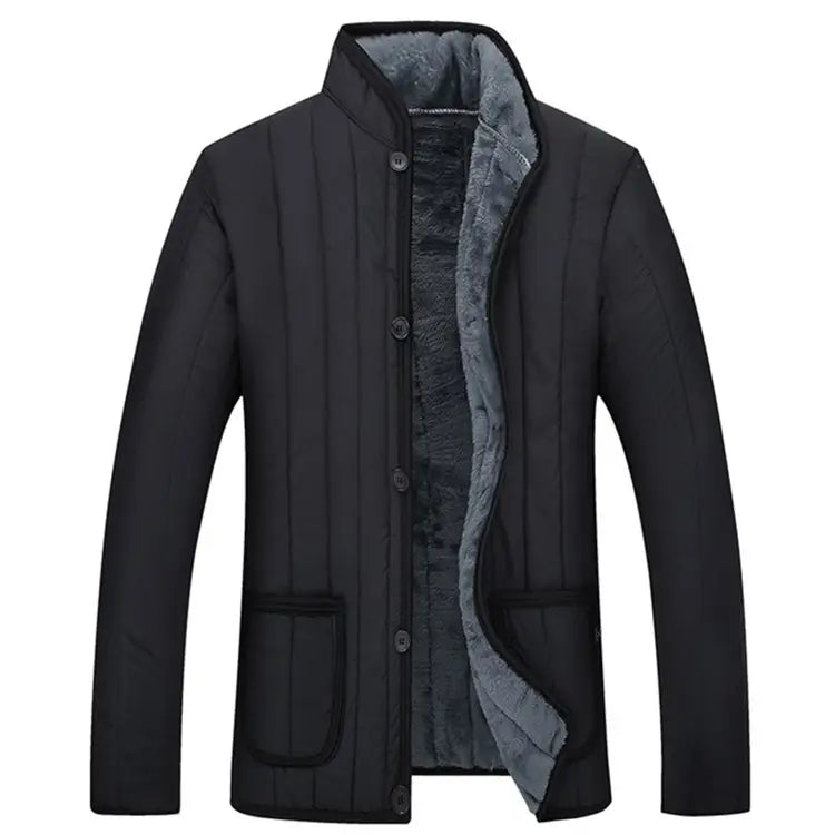 Black Velvet Padded Jacket for Men Winter