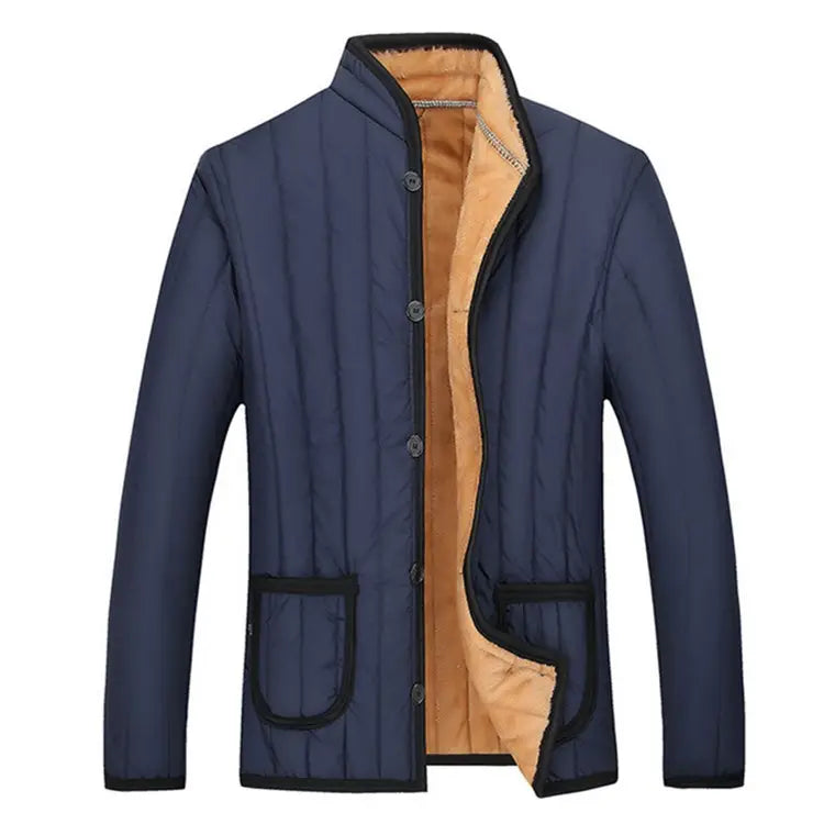 Black Velvet Padded Jacket for Men Winter