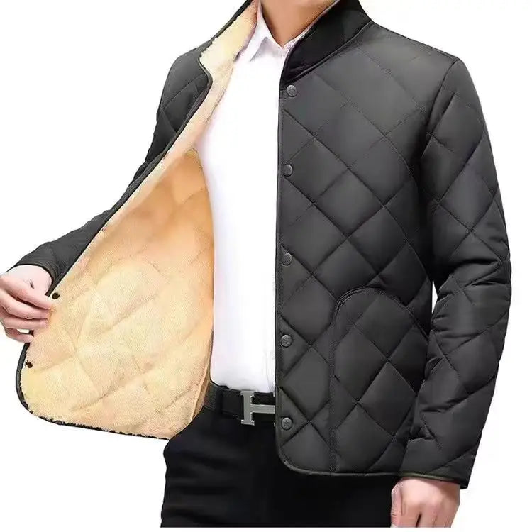 Black Velvet Padded Jacket for Men Winter