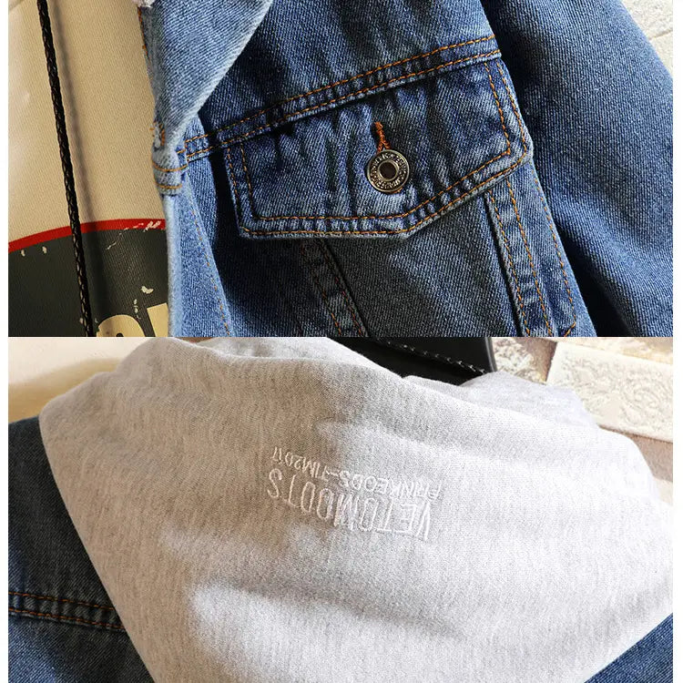 Asura Hooded Denim Jacket for Men Blue 80-210