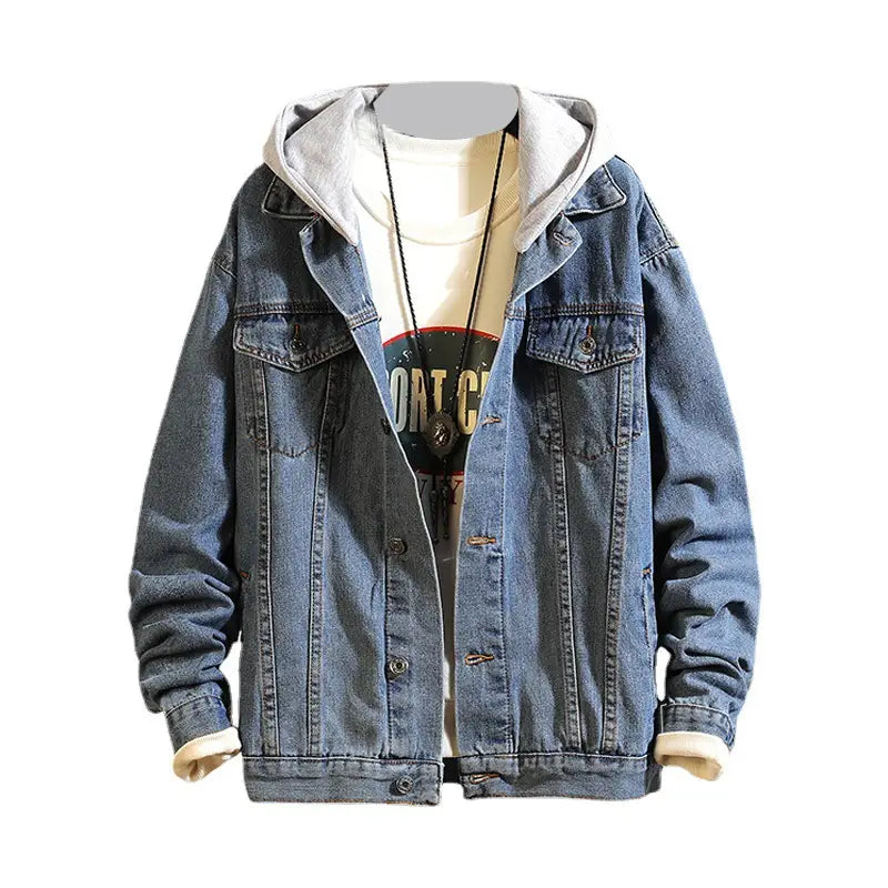 Asura Hooded Denim Jacket for Men Blue 80-210