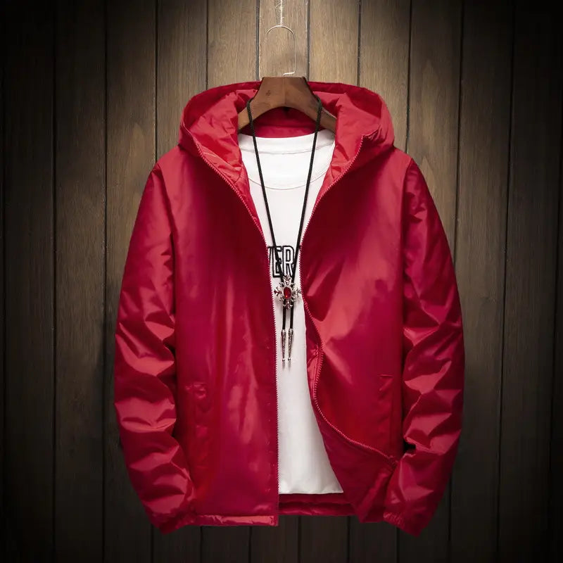 Men Black Hooded Windbreaker Plus Size Cotton Padded
