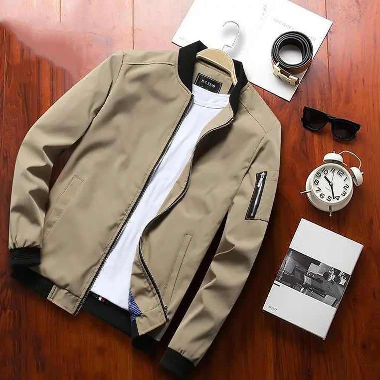 Men Black Baseball Jacket Premium Lightweight Casual Outerwear