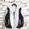 Men's Korean Style Hooded Jacket White Black Casual Spring Autumn