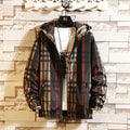 Men Plaid Hooded Jacket Spring Autumn Premium Slim Fit